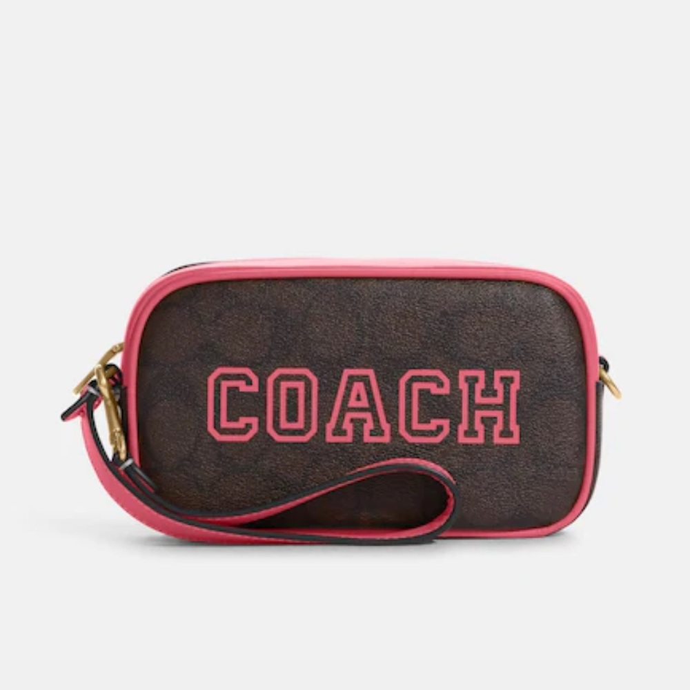 Coach Jamie Wristlet In Signature Canvas With Varsity Motif
IM/Brown/Watermelon - Picture 1 of 16